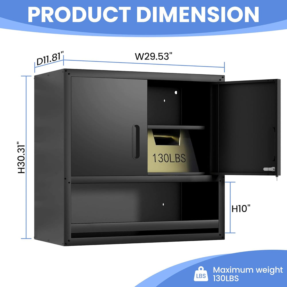 Wall Mounted Metal Storage Cabinet, Garage Hanging Tool Cabinet