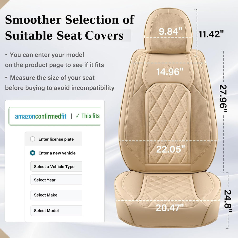 Coverado Car Seat Covers Full Set, Luxury Faux Leather Waterproof Seat Cover,...