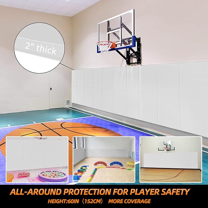 PROGOAL 2"/4" Thick Foam Protection Wall Pad，Gym Basketball-Court