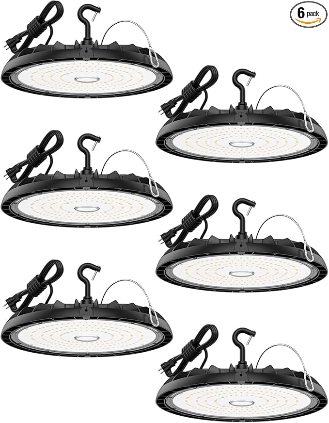 150W UFO LED High Bay Light 6-Pack 150LM/W 22, 500LM High Bay Led Shop Lights