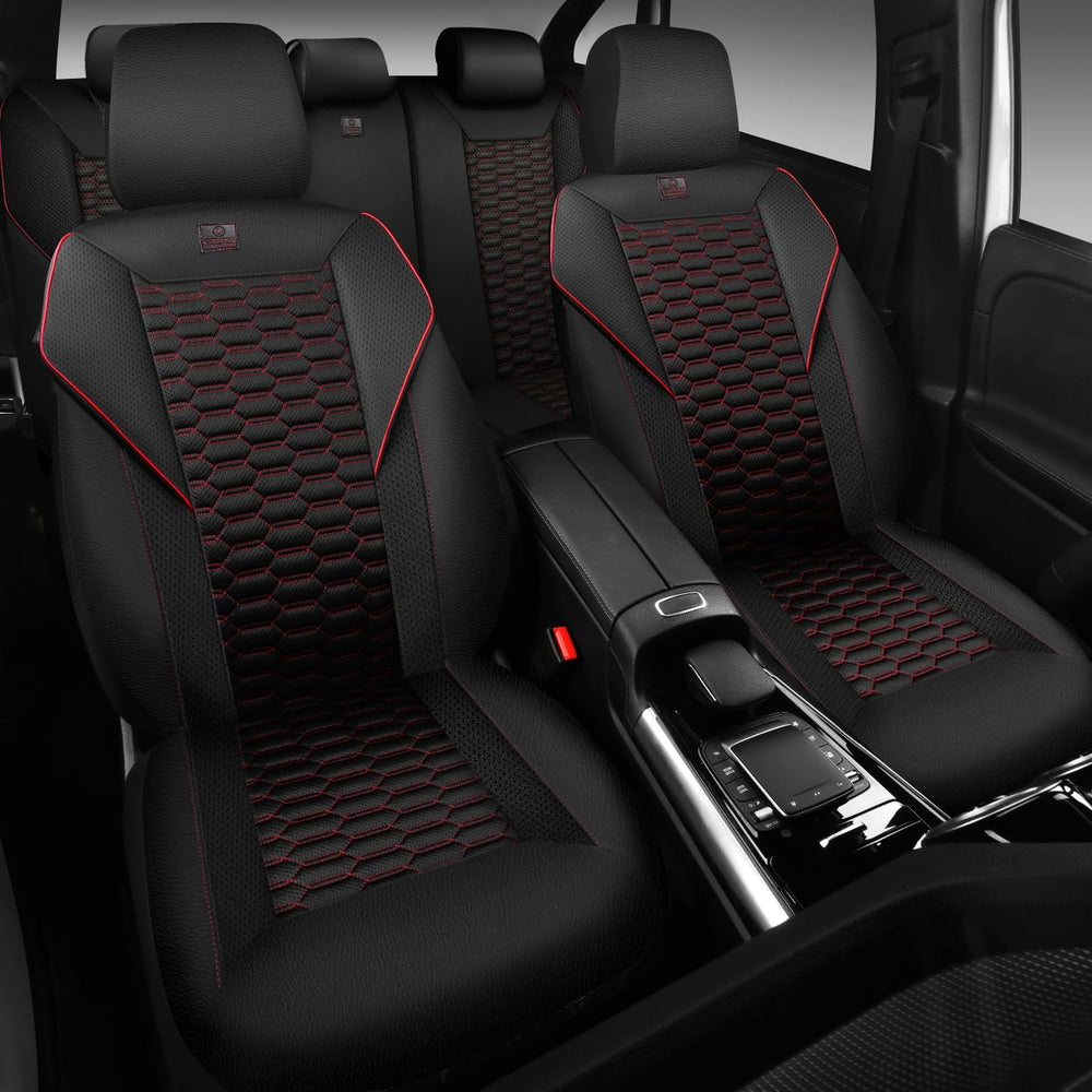 CAR PASS 3D Foam Mesh Leather Car Seat Covers Full Set,Breathable Mesh Faux L...