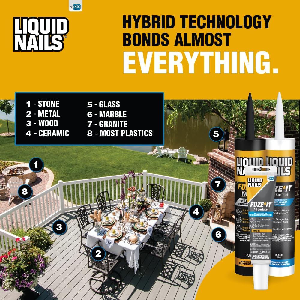 Liquid Nails 56198673380 LN-2000 FuzeIt All Surface Construction Adhesive (9-...
