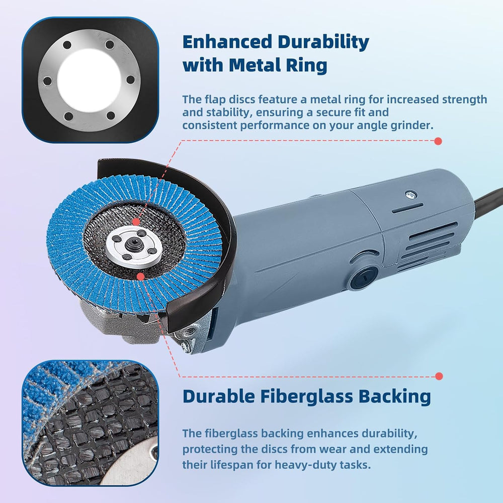 50 Pack Flap Discs 40 Grit 4 1/2" x 7/8" for Angle Grinder, T29 Fla...