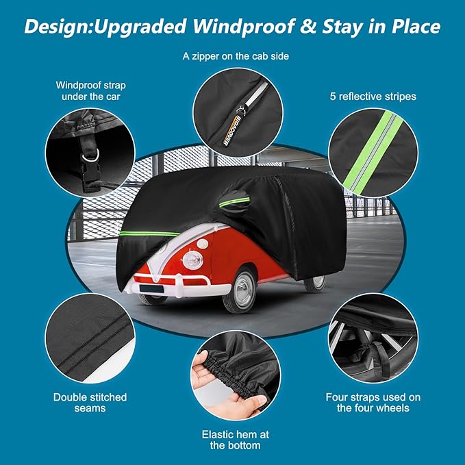 Car Cover for 1950-1992 VW Bus T1 T2 T3, Waterproof 420D Oxford Cloth Cover