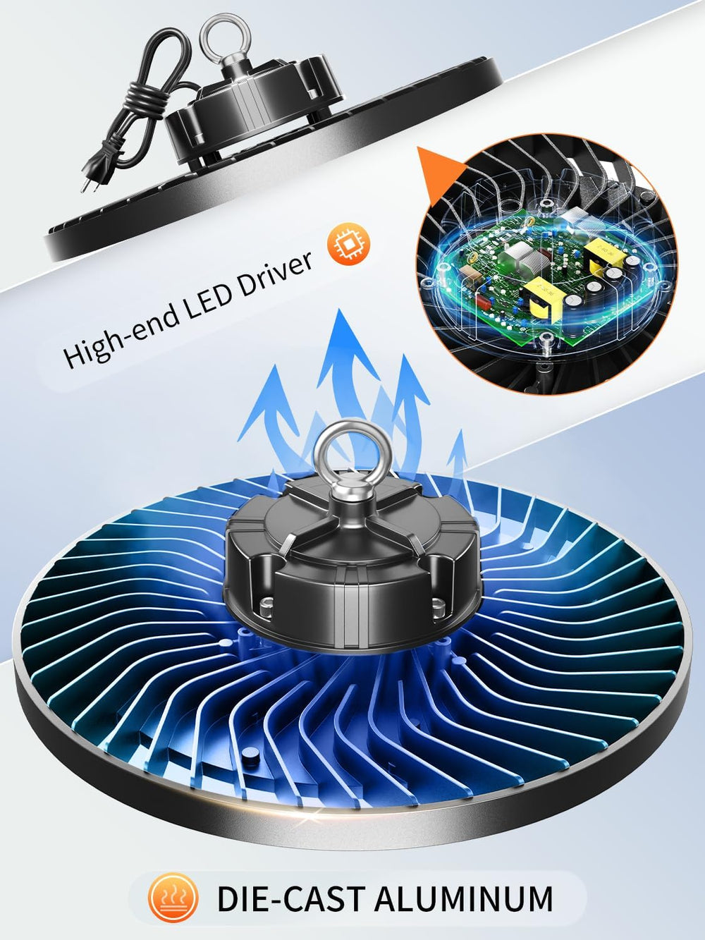 350W UFO LED High Bay Light, 52500LM 5000K Commercial Bay Lighting