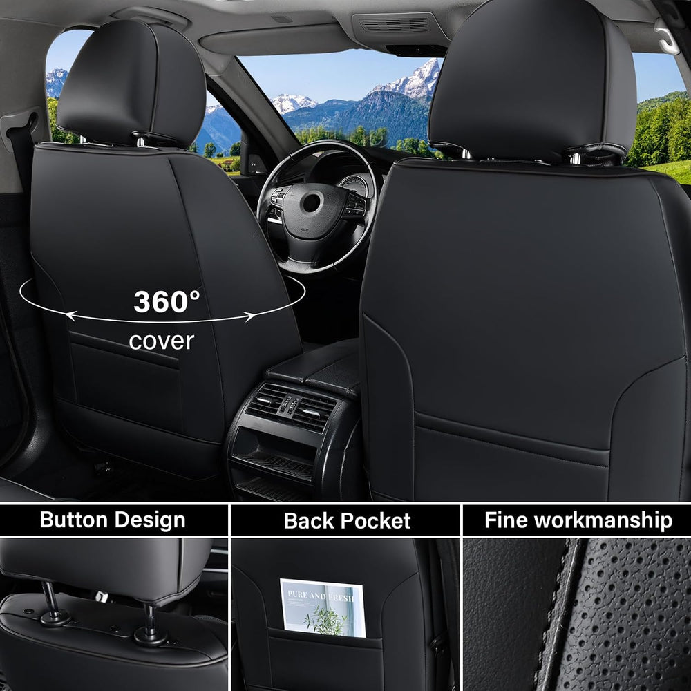 Coverado Car Seat Cover Full Set, Black Seat Covers Front Seats Back Seat Cov...