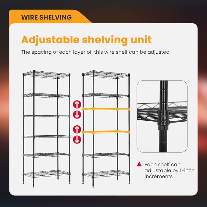 BestOffice Adjustable Wire Shelving Storage Shelves Heavy Duty Shelving Unit