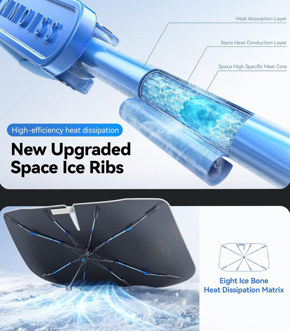 [Drive to Superior Coolness & Comfort] Nmoiss Ice Rib Windshield Sun Shad...