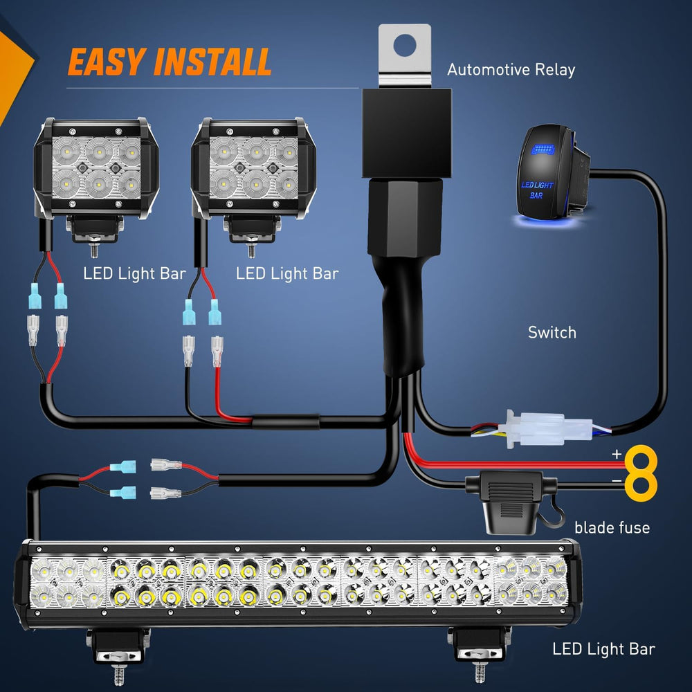 Nilight 20 Inch126W Led Light Bar Spot Flood Combo 2PCS 4 Inch 18W Led Pods F...