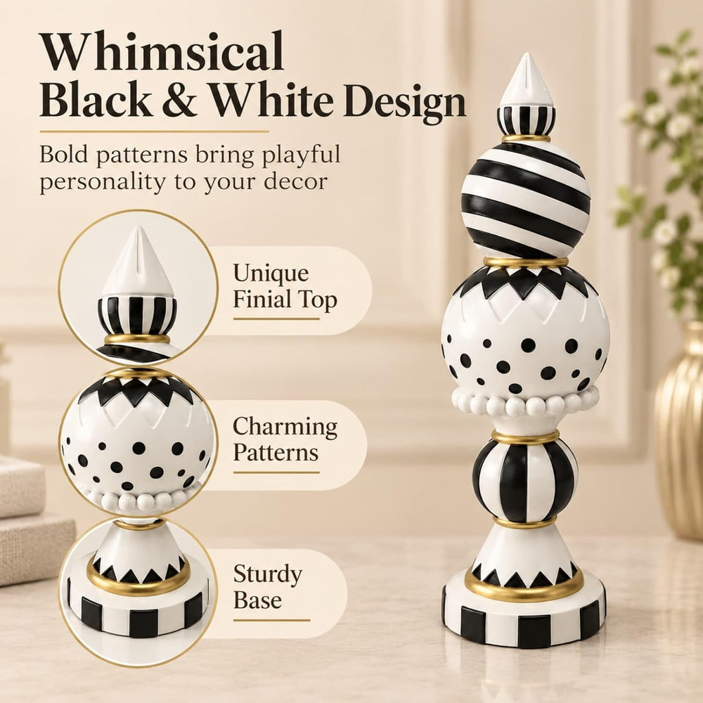 Black and White Checkered Halloween Table Centerpiece Home Decor