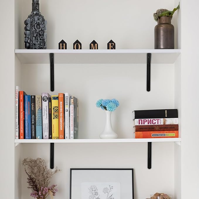MHMYDZ 32 Pack L10 x H 8" Black Heavy Duty Shelf Brackets