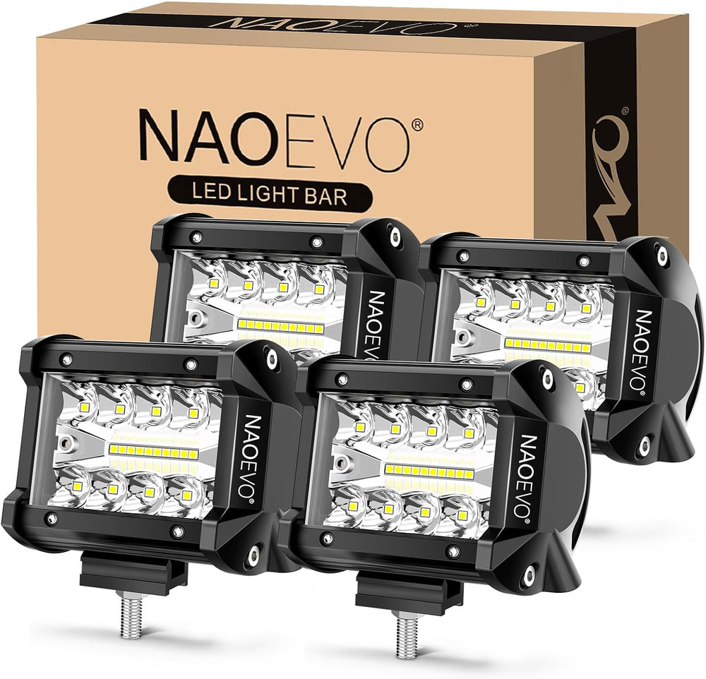 NAOEVO 4 Inch LED Pod Lights, 240W 24,000LM LED Off Road/Fog Lights, 4 Pcs