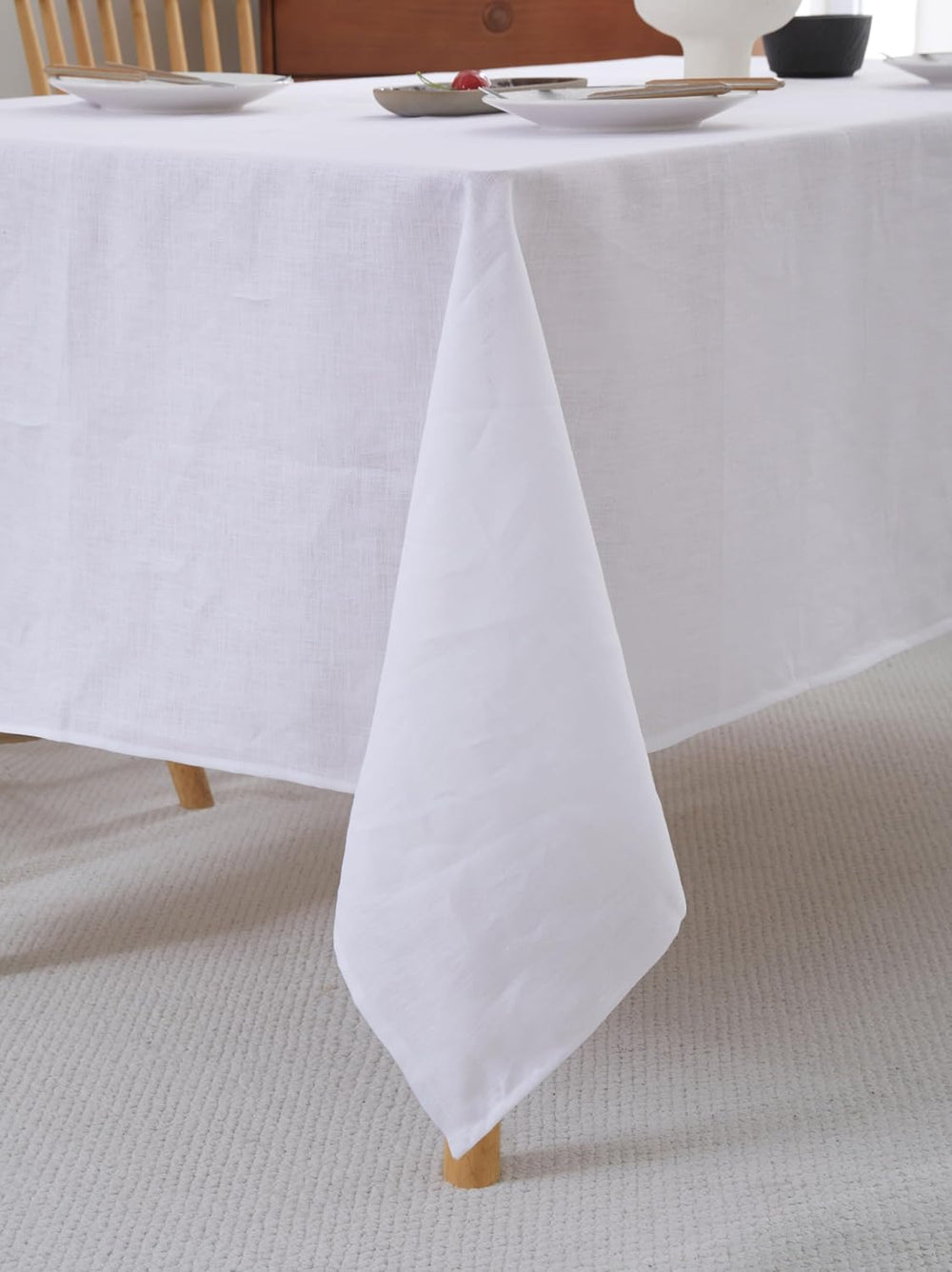 100% French Flax Linen Tablecloths Rectangle 132Lx60W Inch for Dinners, Parti...