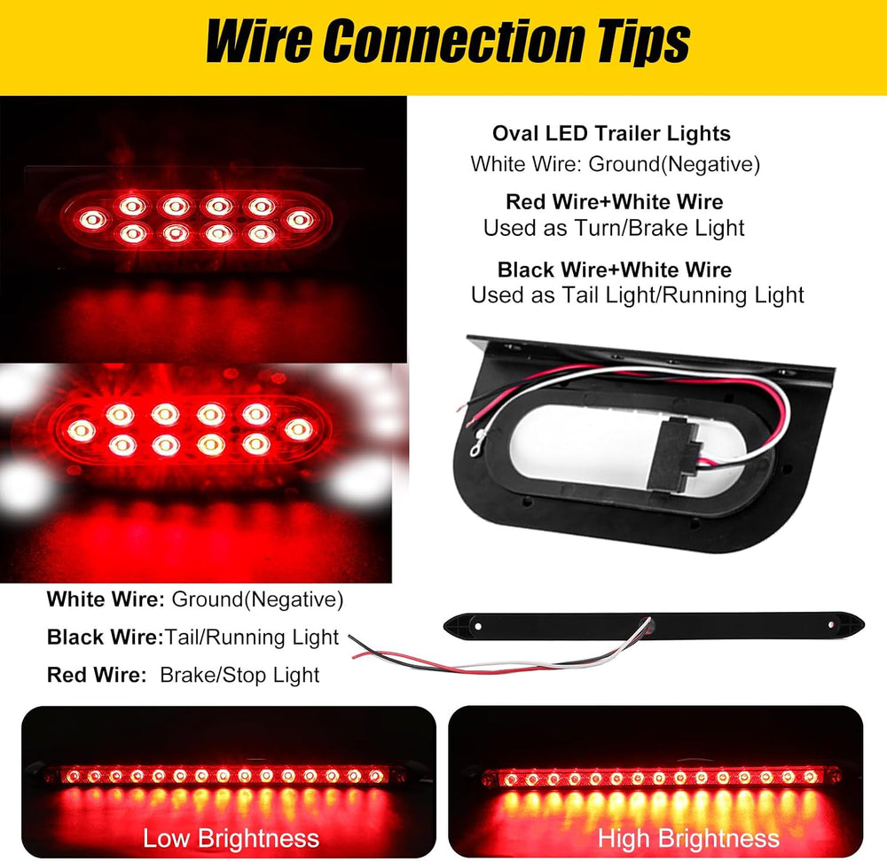 6 Inch Oval Led Trailer Lights Kit with Mounting Bracket