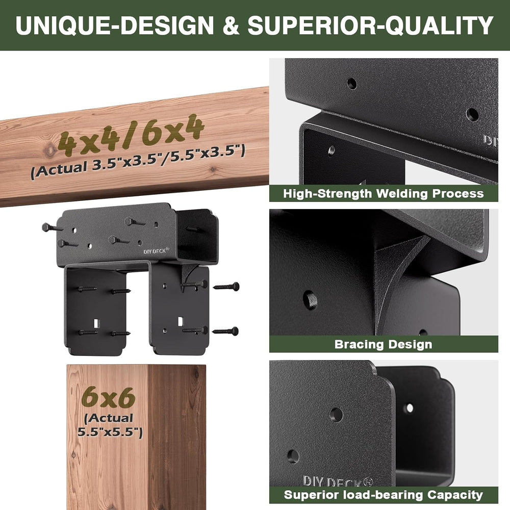 2Pack Stainless Steel Bracket for Wood 6x6(Actual 5.5"x5.5") Post t...