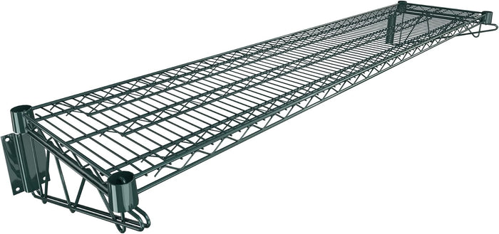 14" x 60" Green Epoxy Wire Wall Mount Shelf