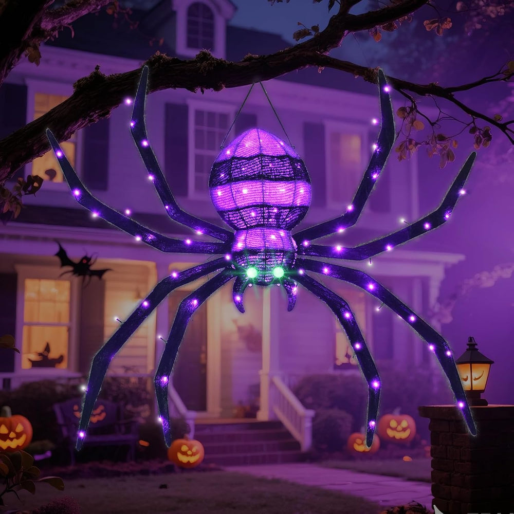 HOYECHI Halloween Decorations Outdoor Hanging Spider - 4.2FT Giant Climb The ...