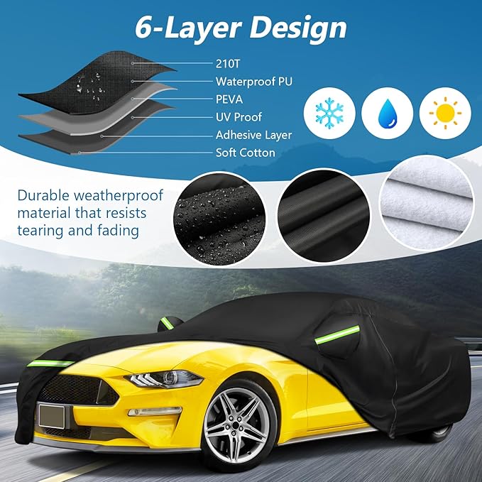 for Mustang Full Car Cover Waterproof All Weather, Outdoor Car Covers