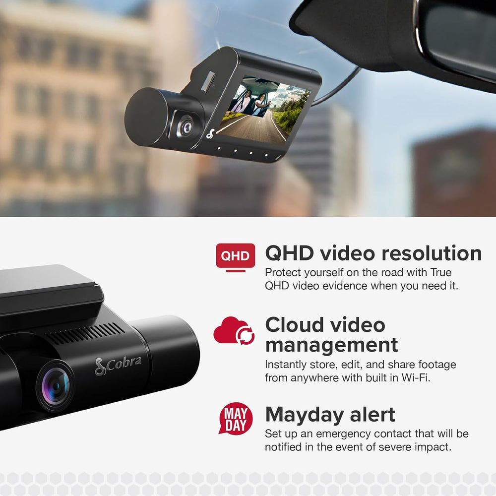 Cobra Smart Dual View Front and Cabin Dash Cam (SC 220C), 360 Alerts