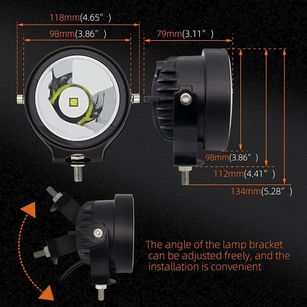 LED Round Driving Fog Lights OffRoad Driving Spot Lights 2Pcs 4 Inch Super Br...