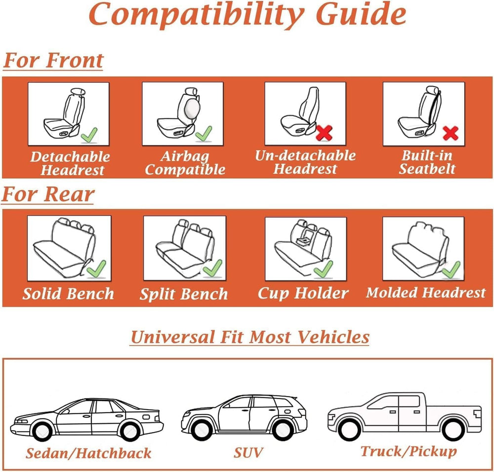 Coverado Car Seat Covers Full Set, Seat Covers for Cars, Car Seat Covers Fron...