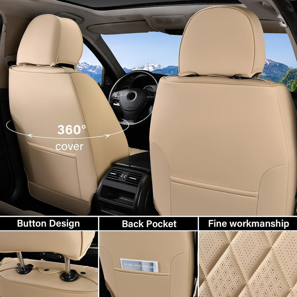 Coverado Car Seat Covers Full Set, Luxury Faux Leather Waterproof Seat Cover,...