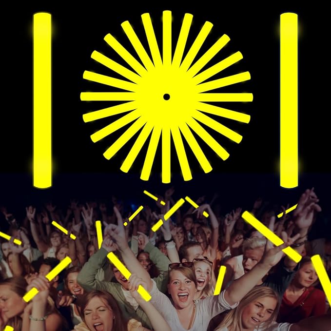 Glow Foam Sticks Bulk, 24 Pcs Yellow Giant LED Light Up Sticks 3 Modes Flashi...
