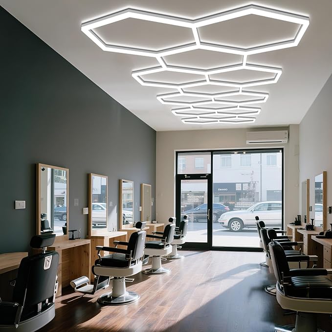 BRILLIHOOD Hexagon Garage Lights, LED Car Detailing Lighting, 6500K Super Bright