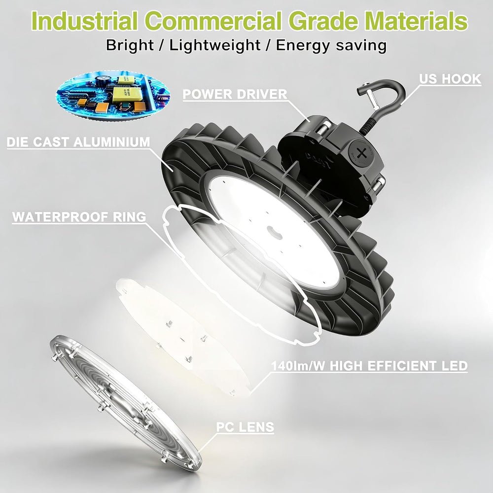 150W UFO LED High Bay Light 8-Pack Dimmable,3Watt Selectable & 5000K