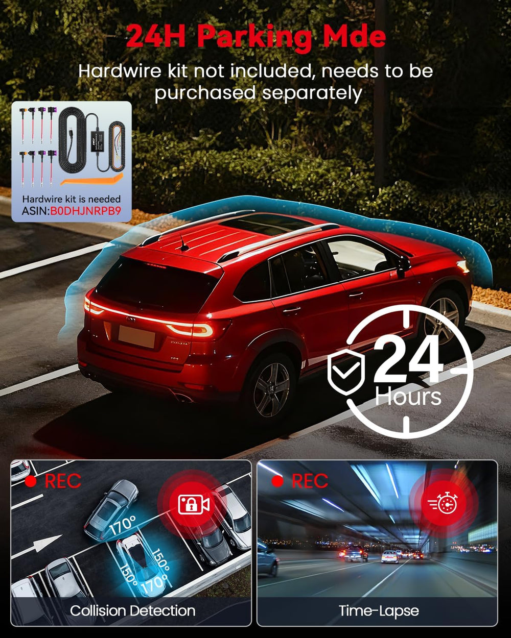 IIWEY N5 PRO 4K 4 Channel Dash Cam, 360° View 1080P Rear Inside