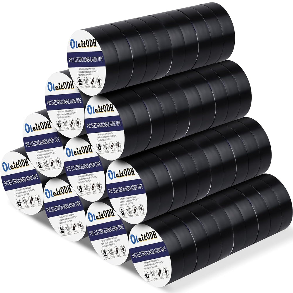 Oleitodh 100 Rolls Black Electrical Tape Bulk 3/4 Inch x 66FT Vinyl Tape