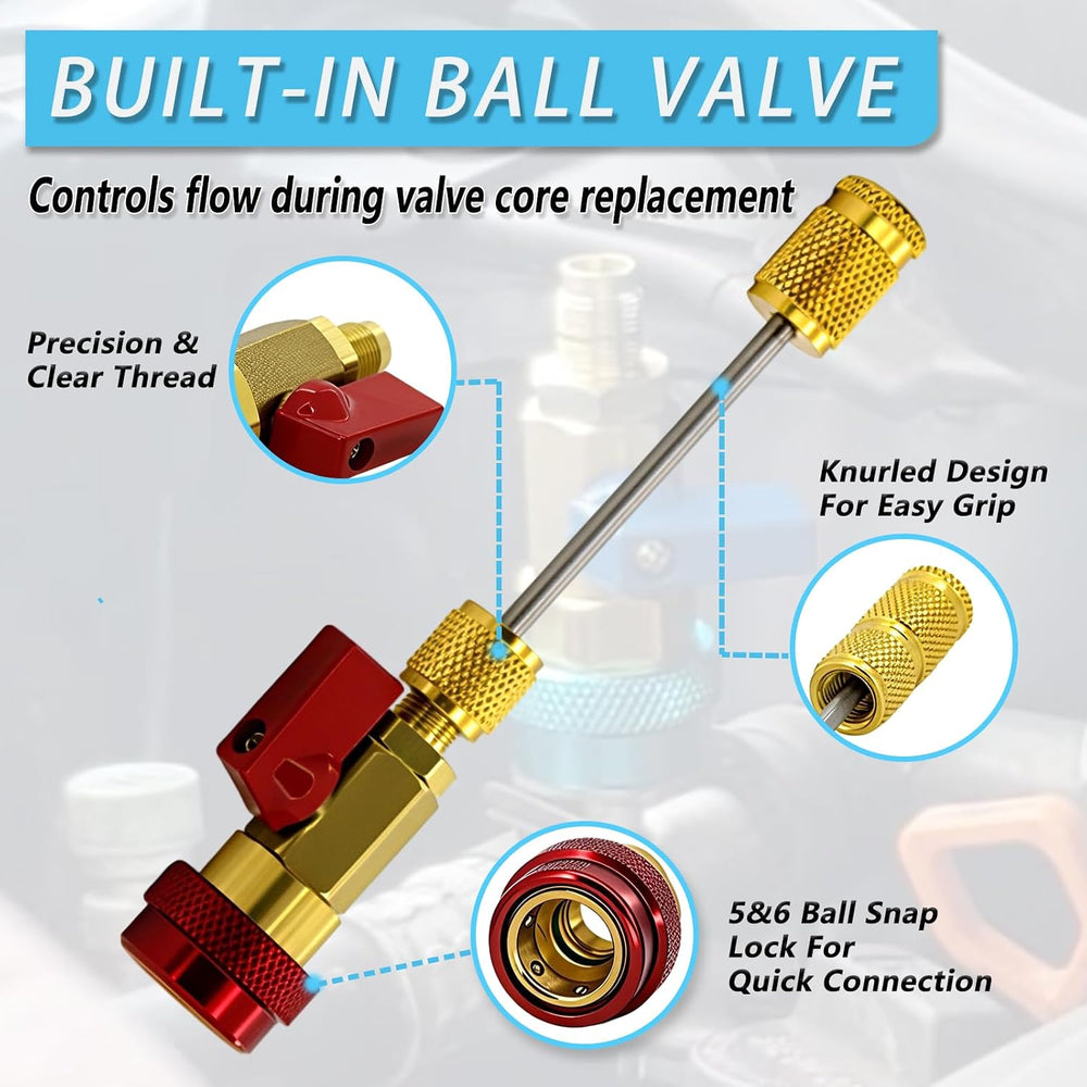 R134A R1234YF AC Valve Core Removal Tool Kit-Universal Remover/Installer for ...
