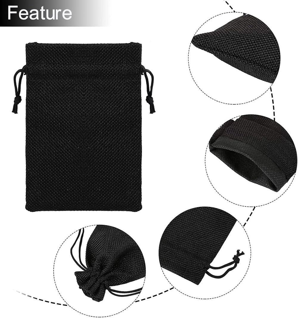50Pcs Black Burlap Bags with Drawstring, 5.9x7.5 inch Jute Favor Sacks Linen ...