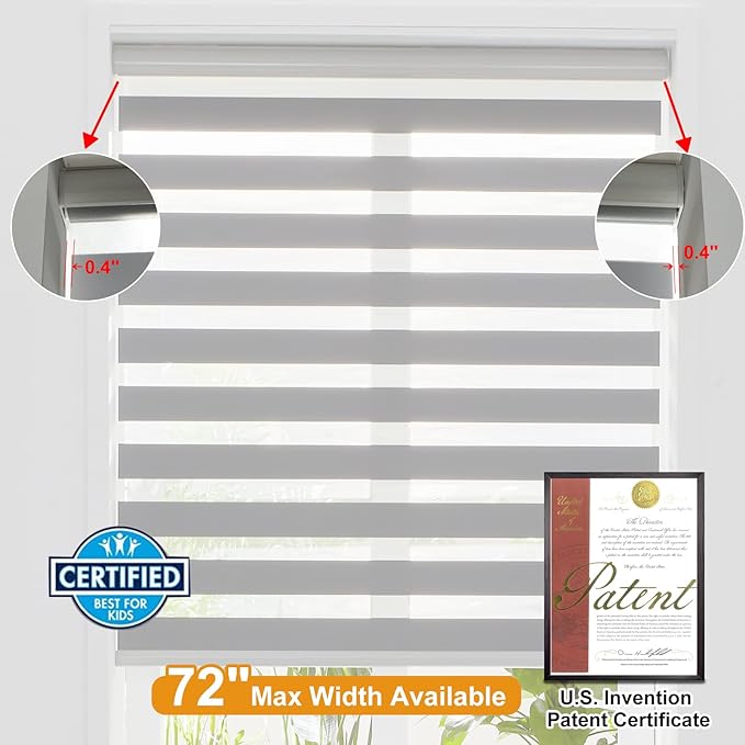 Persilux Cordless Zebra Shades Free-Stop Window Shades Dual Layer Light Control