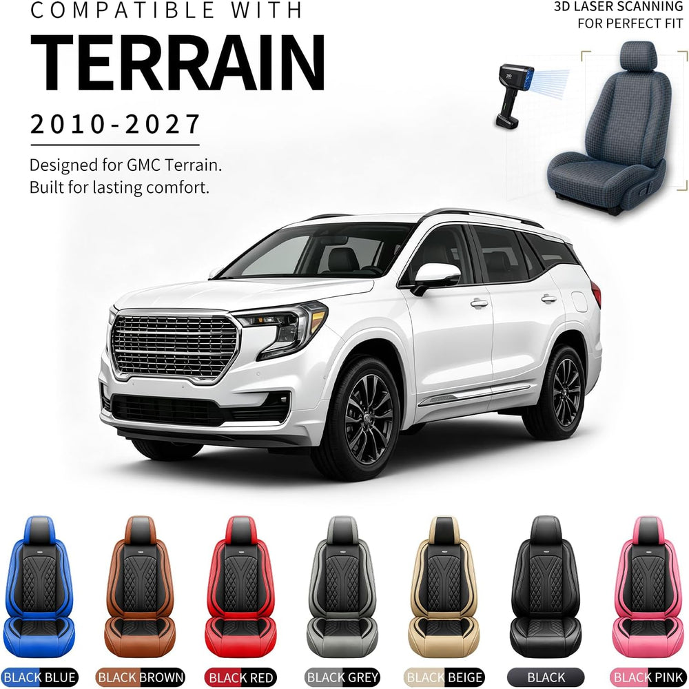 for GMC Terrain 2010-2027 Custom Fit Car Seat Covers, Black