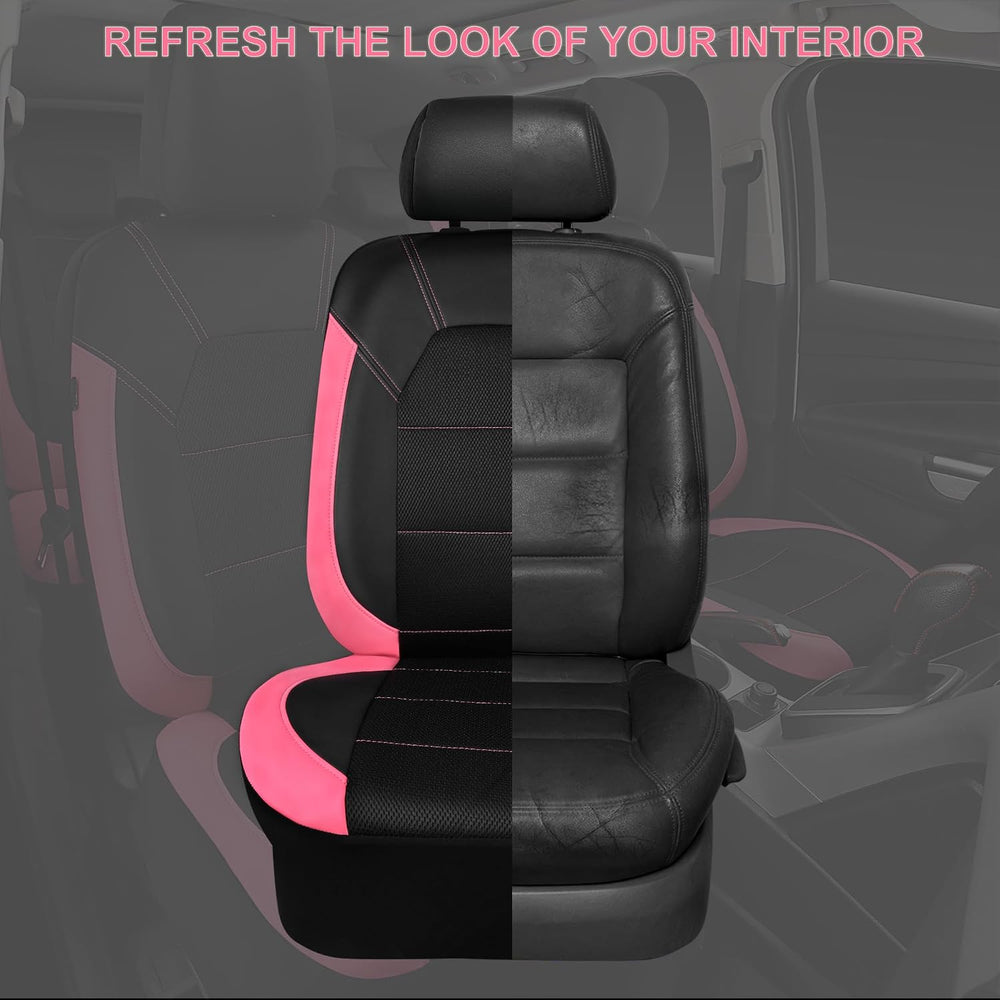 CAR PASS Leather Seat Covers, Breathable Universal Car Seat Cover Full Set fo...