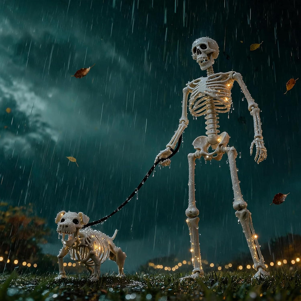 Lighted Human & Dog Skeleton Halloween Decorations Outdoor/Indoor