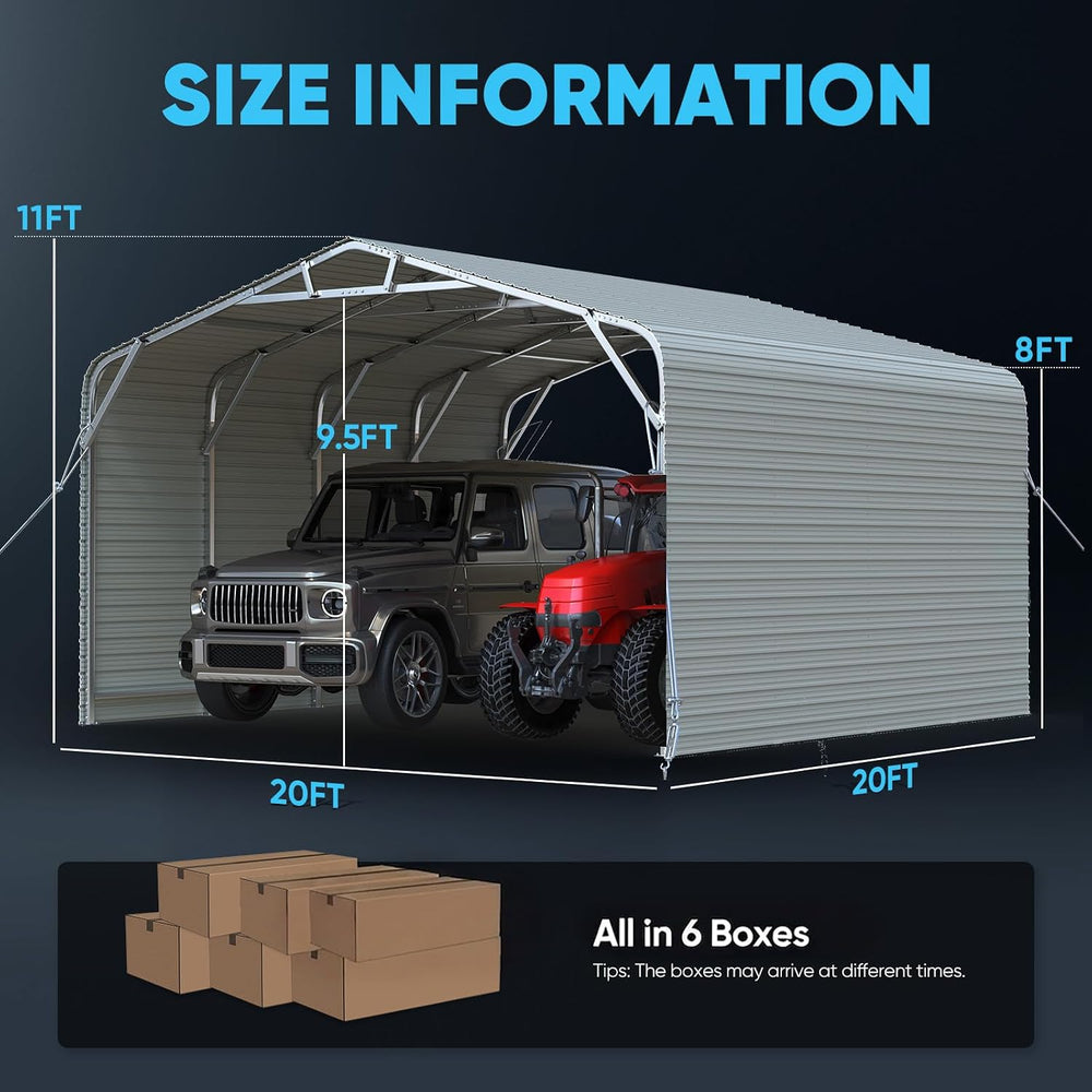 Quictent 20x20 FT 2-Car Metal Carport with Side Panels, Heavy Duty 30 PSF Sno...