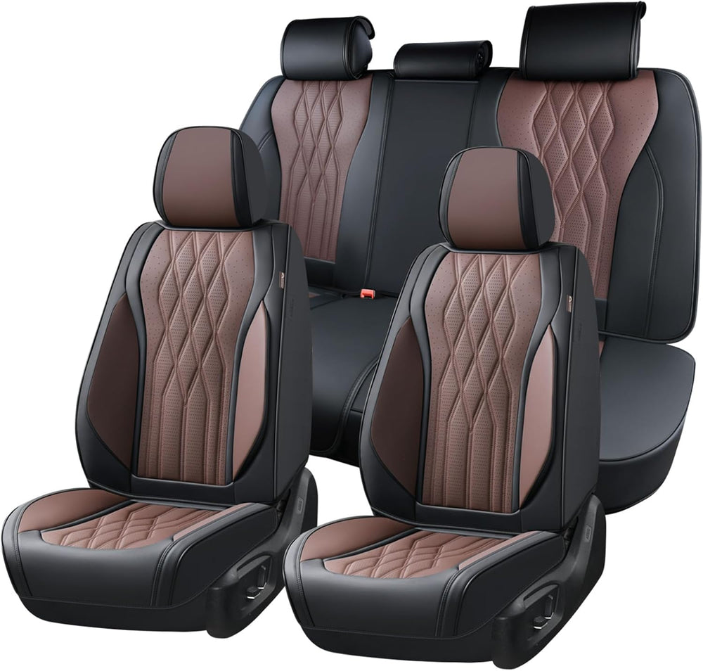 Coverado Seat Covers FullSet, 5 Seats Car Seat Protector, Waterproof Nappa Le...