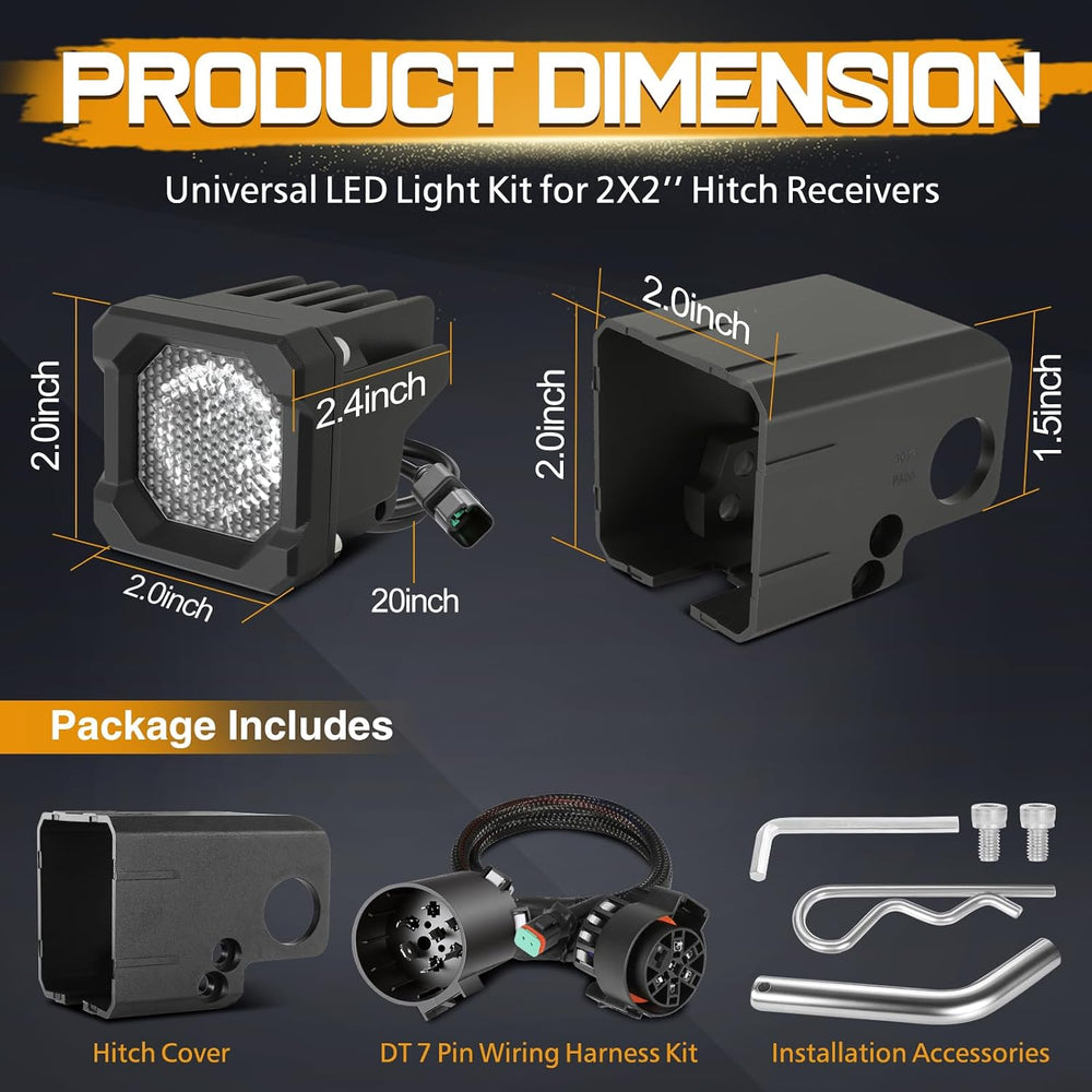 Hitch Mount Reverse Light Kits, Universal Flood Hitch Light Pods for 2x2 Inch...