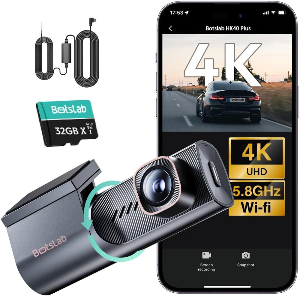 Botslab HK40 PLUS 4K Mini Front Dash Cam with Hardwire Kit, Free 32GB Card