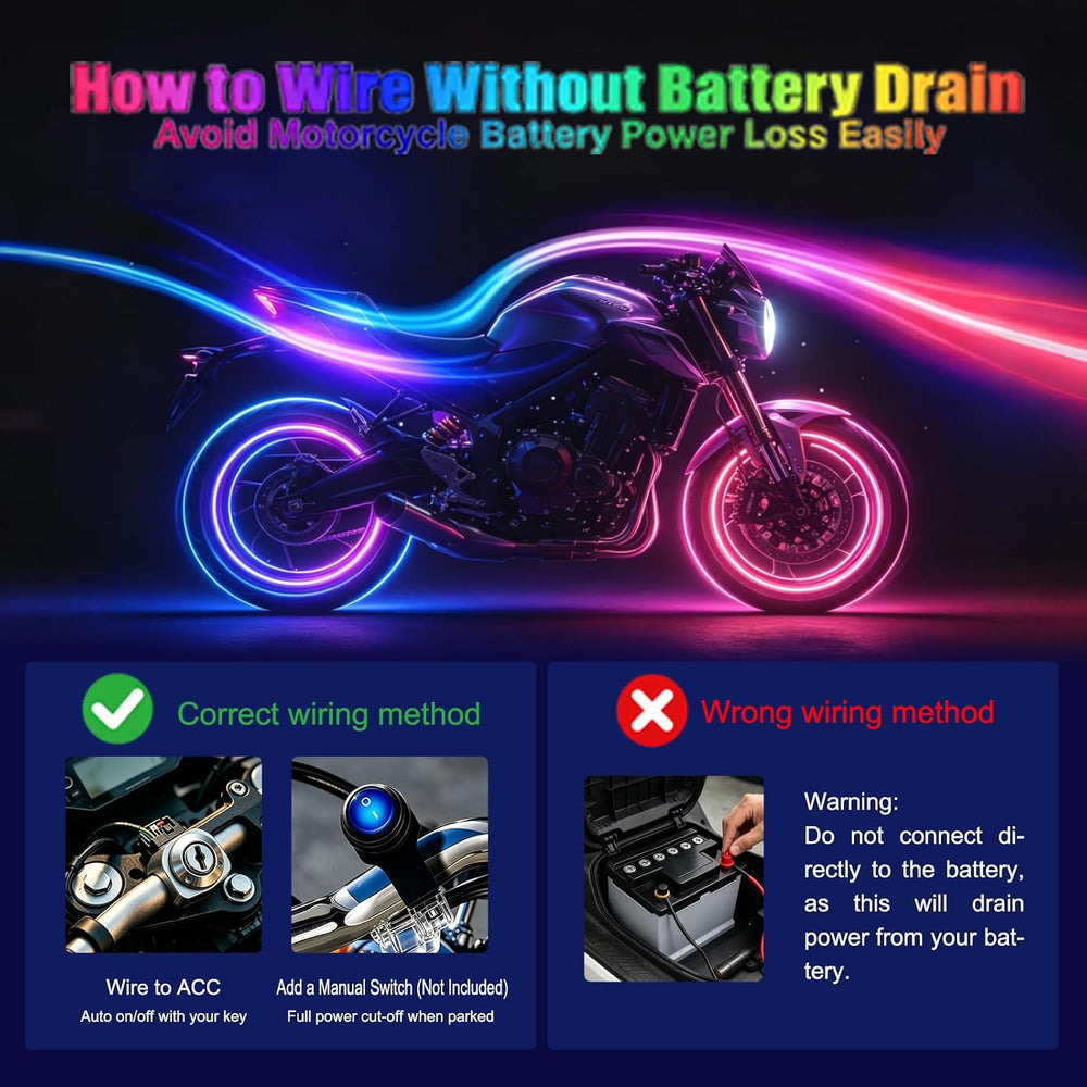 10Pcs Motorcycle LED Underglow Kit APP for Harley Honda Suzuki