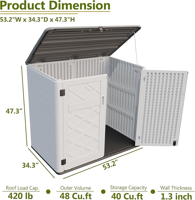 HOMSPARK Storage Shed Weather Resistance, Horizontal Storage Shed