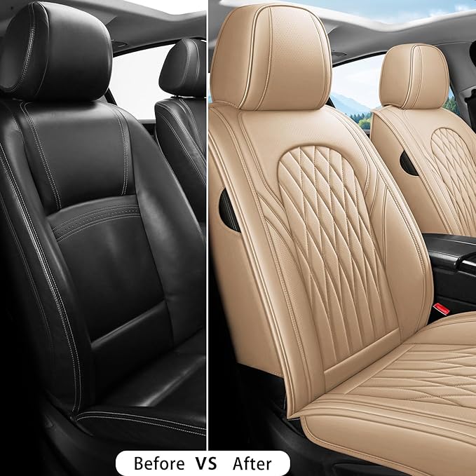 WELLDO Car Seat Covers Front Seats, Leather Seat Covers