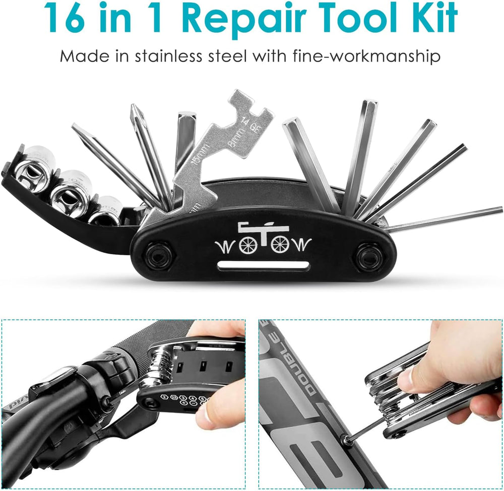 WOTOW Bike Tyre Repair Kits, Waterproof Bicycle Saddle Bag & 120 Psi Mini...