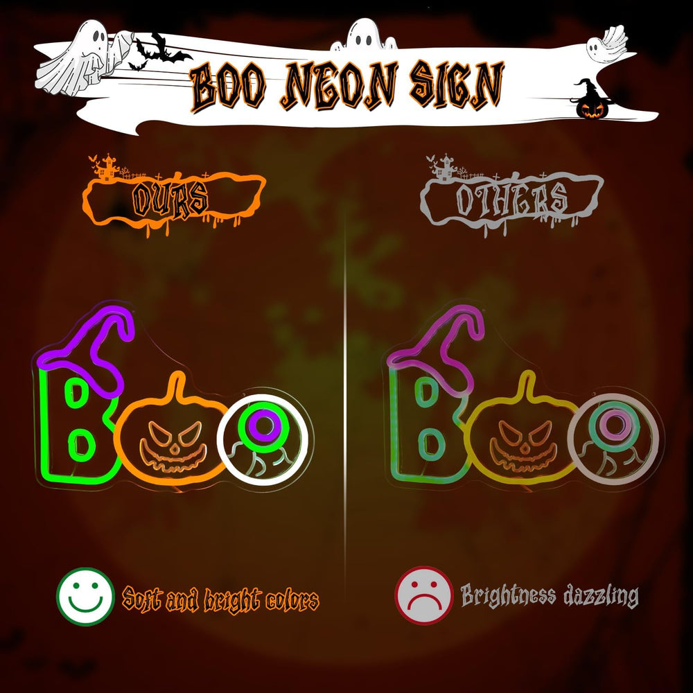 Halloween Neon Sign Boo Lights for Wall Pumpkin LED Signs for Bedroom Window ...