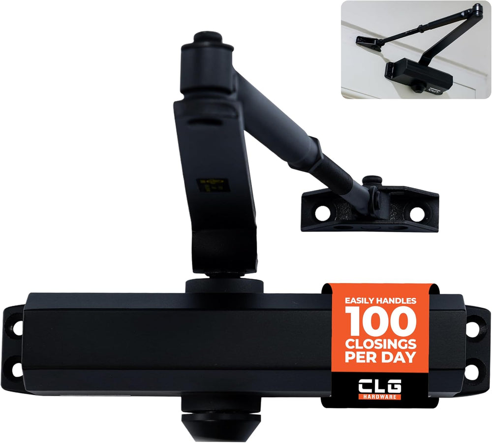 CLG HARDWARE Medium Duty Automatic Door Closer - Durable Cast Aluminum