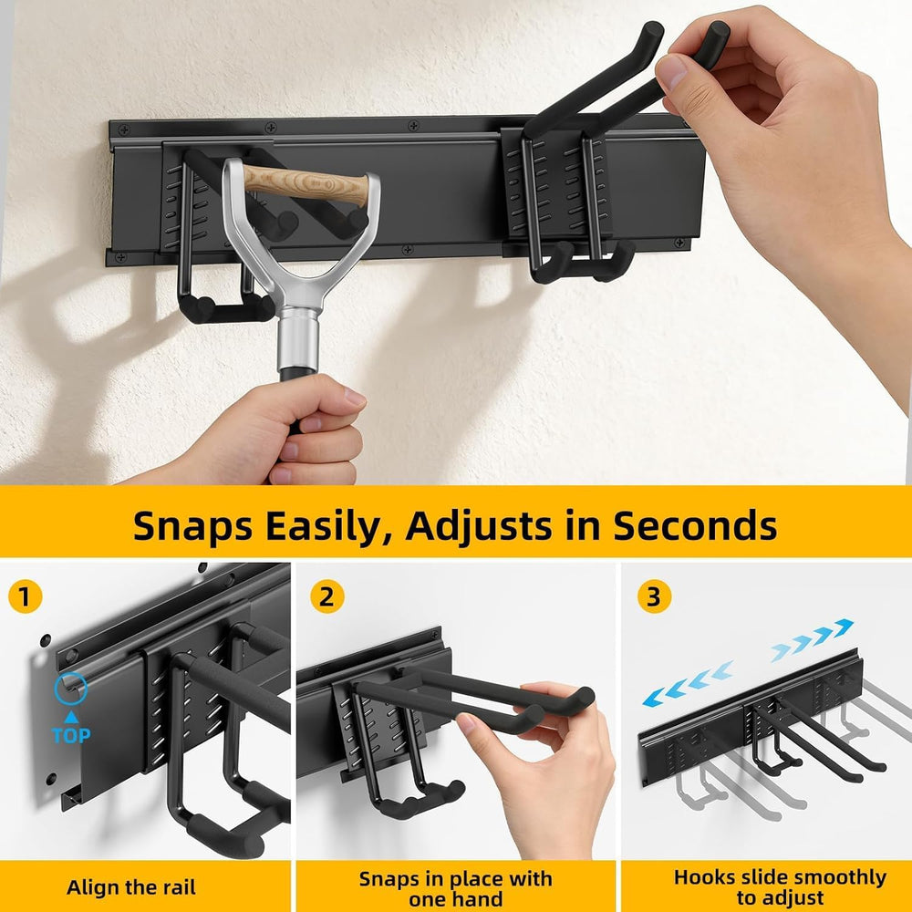 49.5 Inch Garage Tool Organizer, 6 Double-layer Hooks, Holds 440lbs