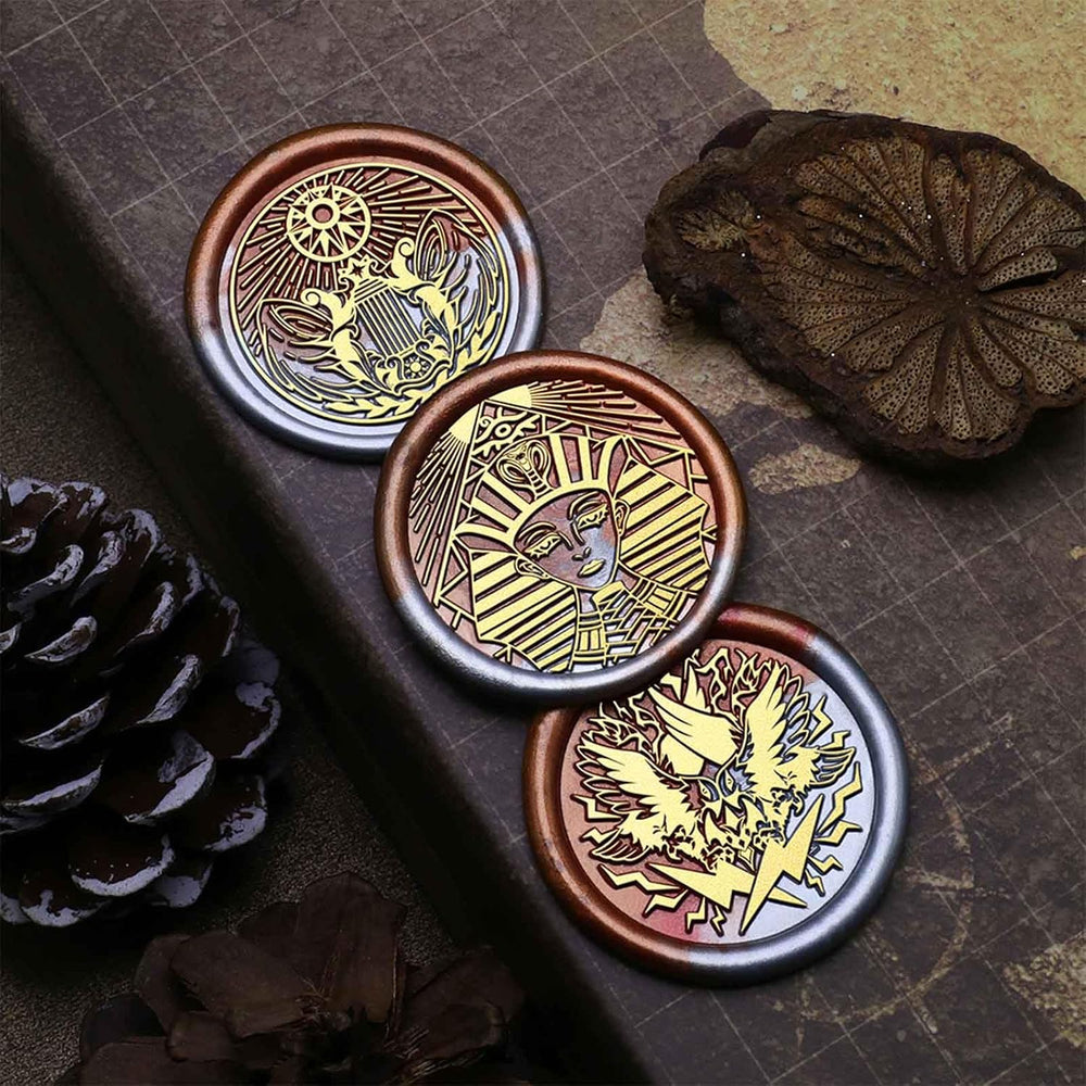 10PCS Mythical Wax Seal Set - Retro Brass Sealed Stamp, Removable Sealing Wax...