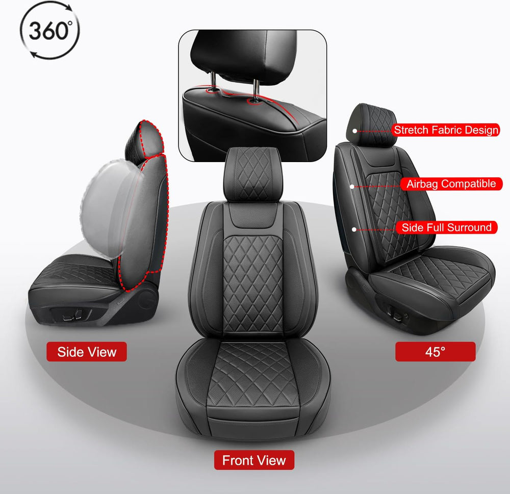 2 Pack Waterproof Full Surround Leather Car Seat Covers Full Set